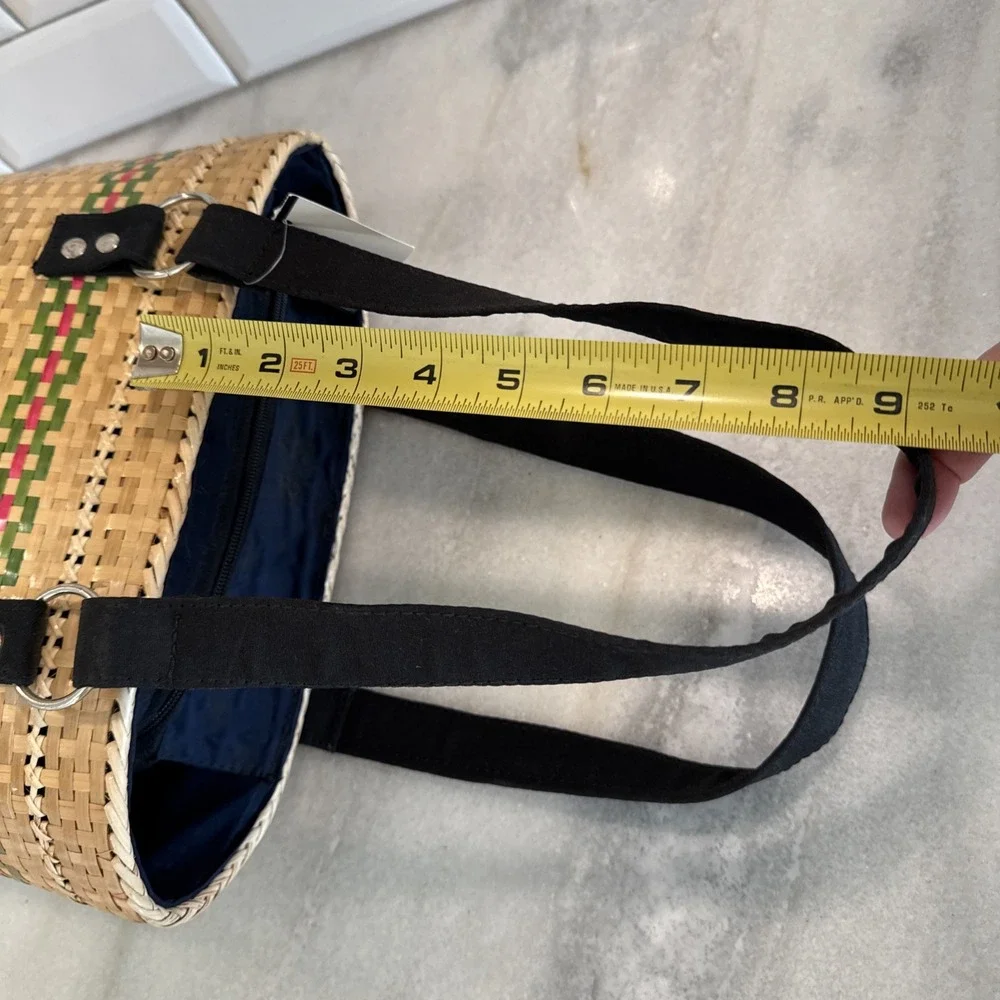 Bamboo Basket Weave Purse W/Canvas Handles New With Tag Balik Bryan‎ Handicraft